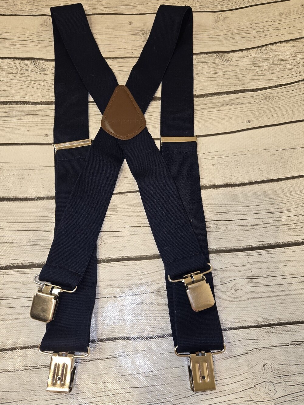 Carhartt navy blue adjustable 2" wide elastic suspenders